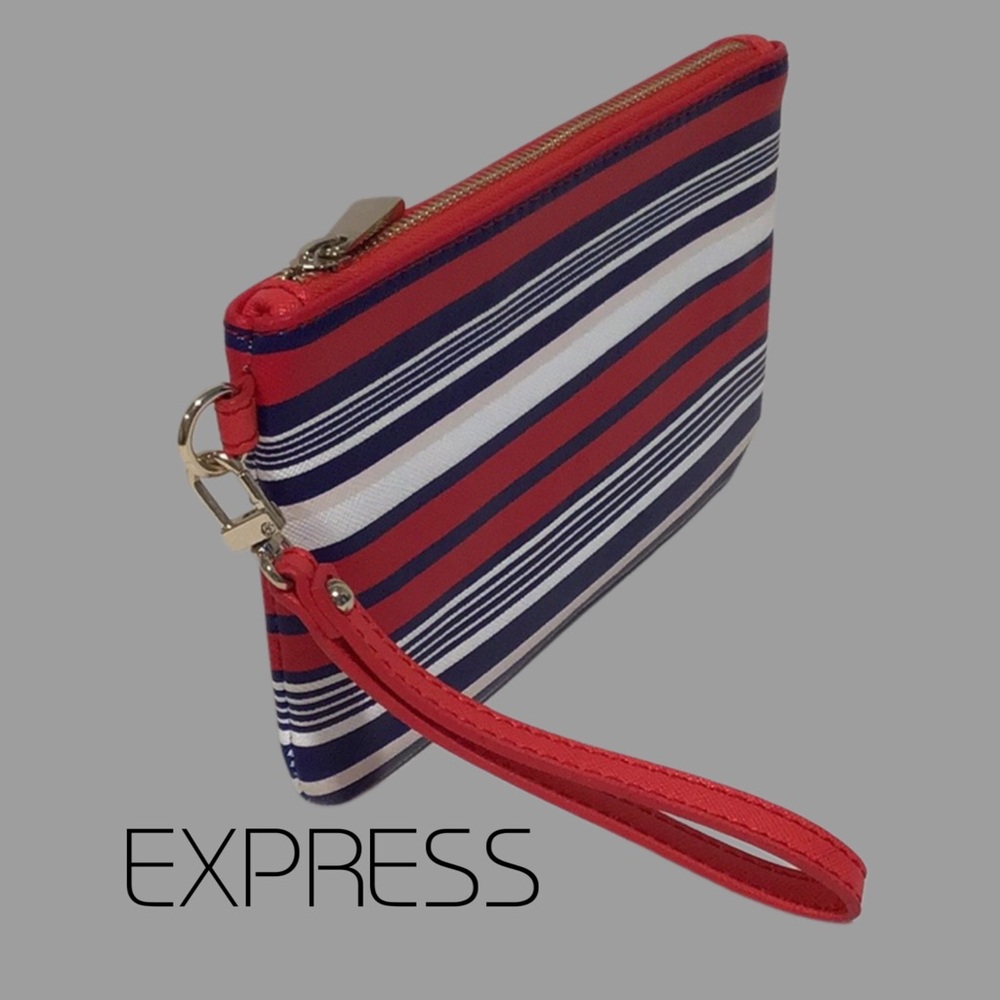 EXPRESS Striped Red White Blue Pink NEW Wristlet